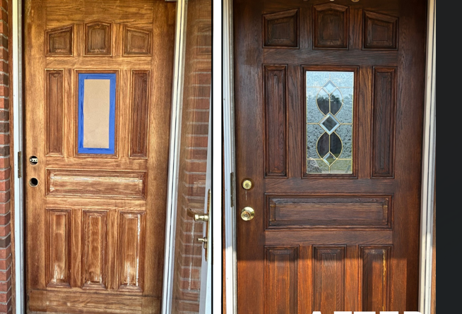 Before and after front door repaint transformation in Huntsville, AL