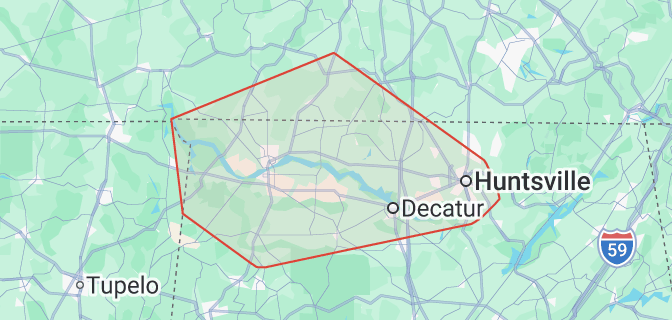 Service Area Map Huntsville
